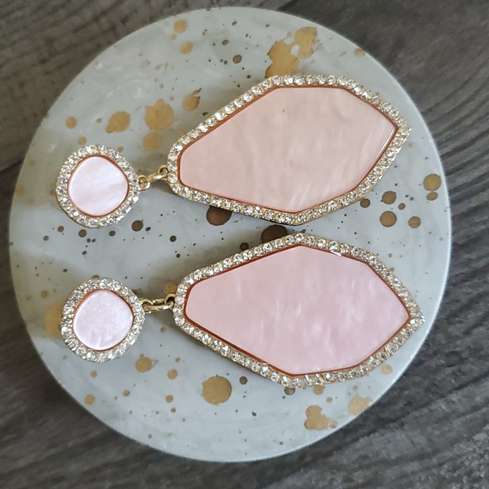 Pink Pearly Rhinestone Earrings